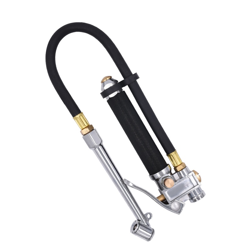 Heavy Duty Tire Inflator Air Pressure Gauge with Rubber Hose