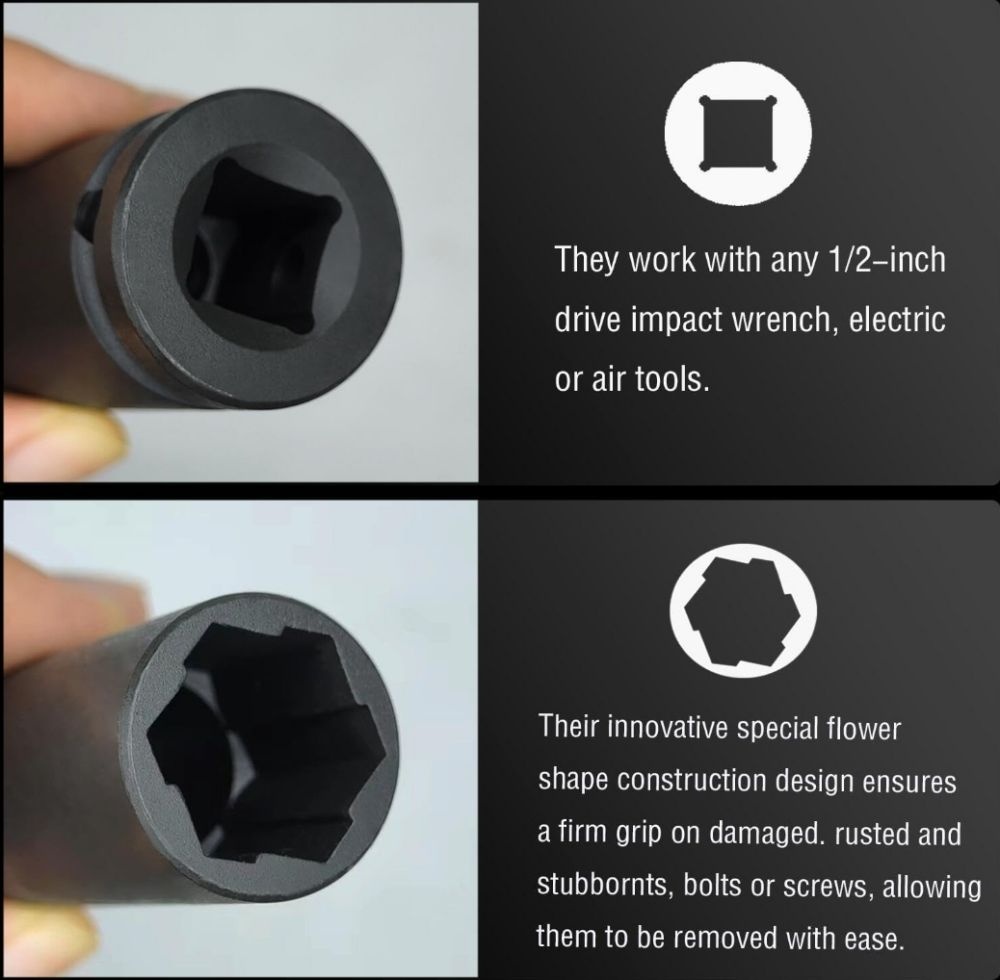 3PCS 1/2"Dr Damaged Wheel Nut Remover