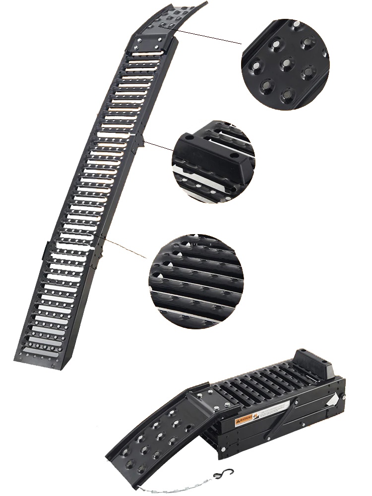 Tri-folding vehicle mobile ATV truck trailer steel car ramp