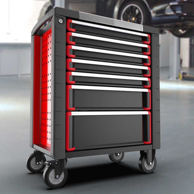 7-Drawer Tool Trolley With Stainless steel worktop