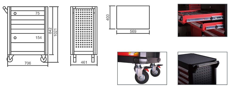 262PCS  7-Drawer Tool Trolley With Tools