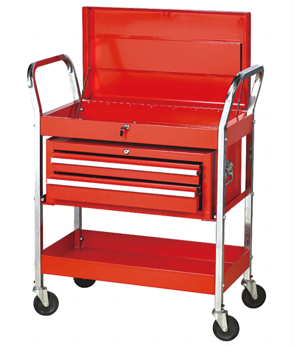 2 Shelf Service Cart With Locking Lid And 2-drawer Chest