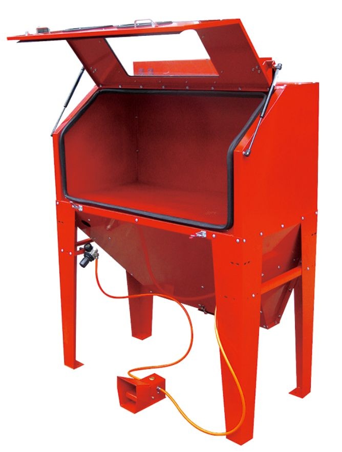 420L Cabinet Sandblaster Industrial-quality Pistol-grip Blassting Gun-foot-pedal Operated