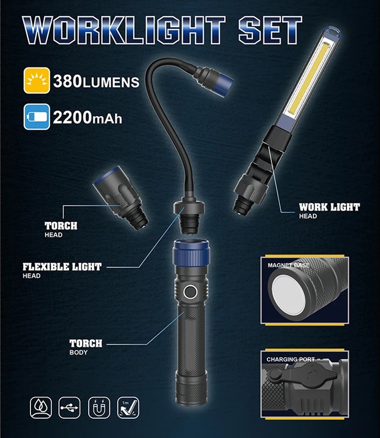 Multifunctional 3-in-1 Flexible Work Light