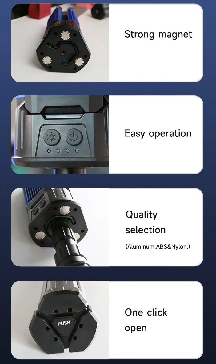 Portable 3-head LED Inspection Work lamp Rechargeable 7000lumen magnetic Tripod LED Work Light with Collapsible stand