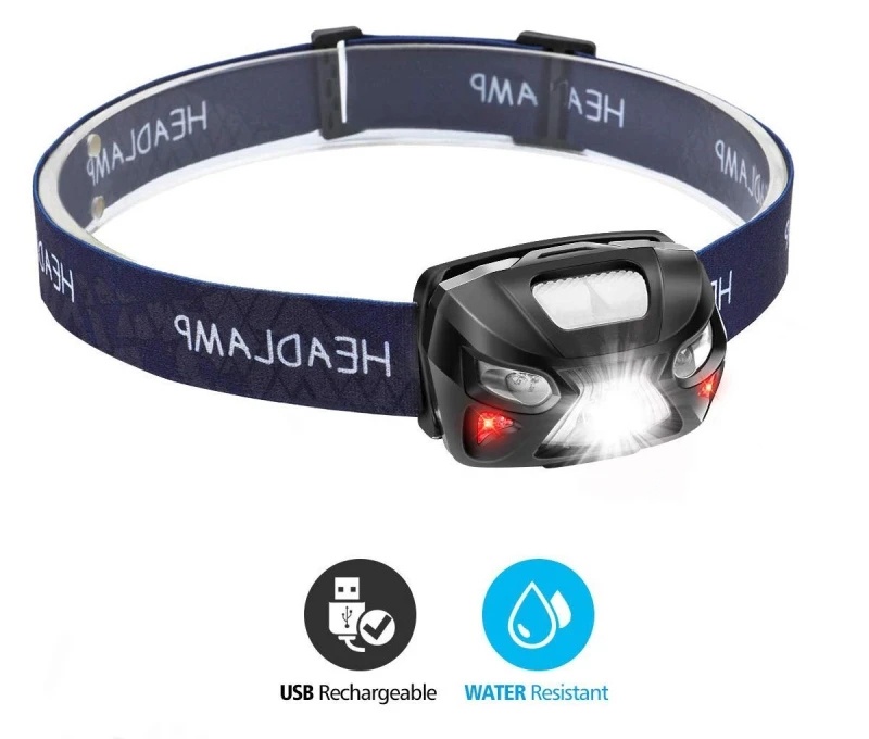 Rechargeable Headlamp Body Motion Sensor Head Lamp Head Flashlight Camping Light With Built-in Battery