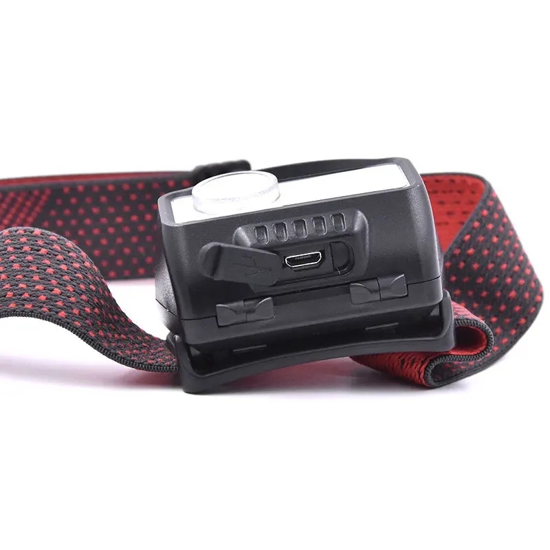Rechargeable COB LED Motion Sensor Headlamp With Red Warning Light