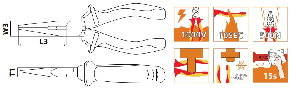 Insulated High Leverage Long Snipe Nose Pliers-2