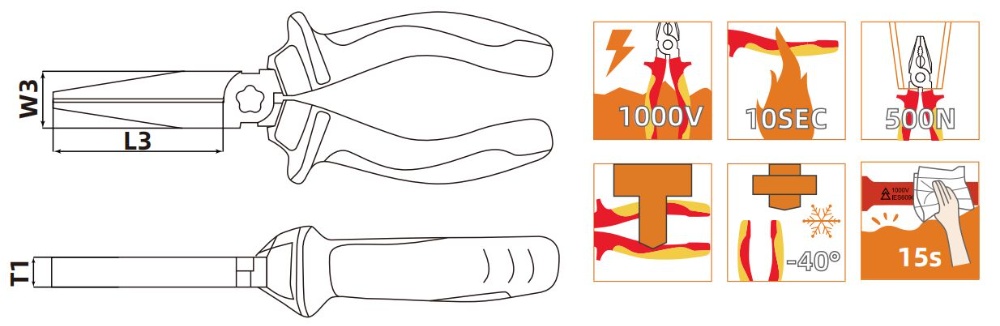 Insulated Flat Nose Pliers-2