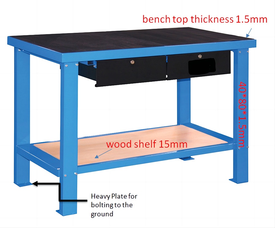 Workbench 60"x 25"x 33.5" Capacity 900lbs