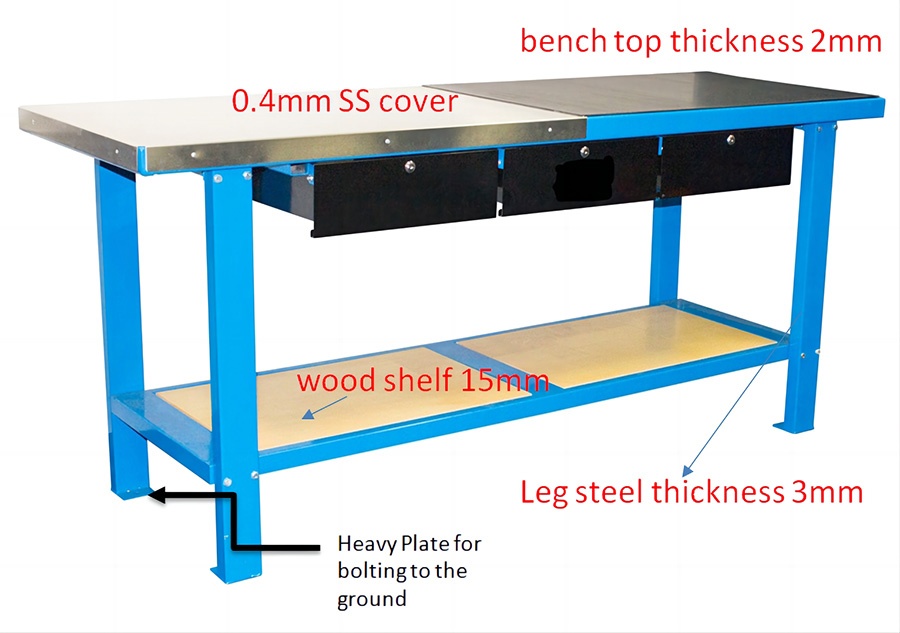 Workbench 79"x25"x34.5" Capacity 2100lbs