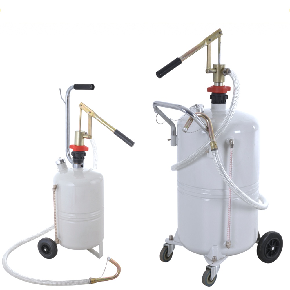 Manual oil dispensers with double-acting pump