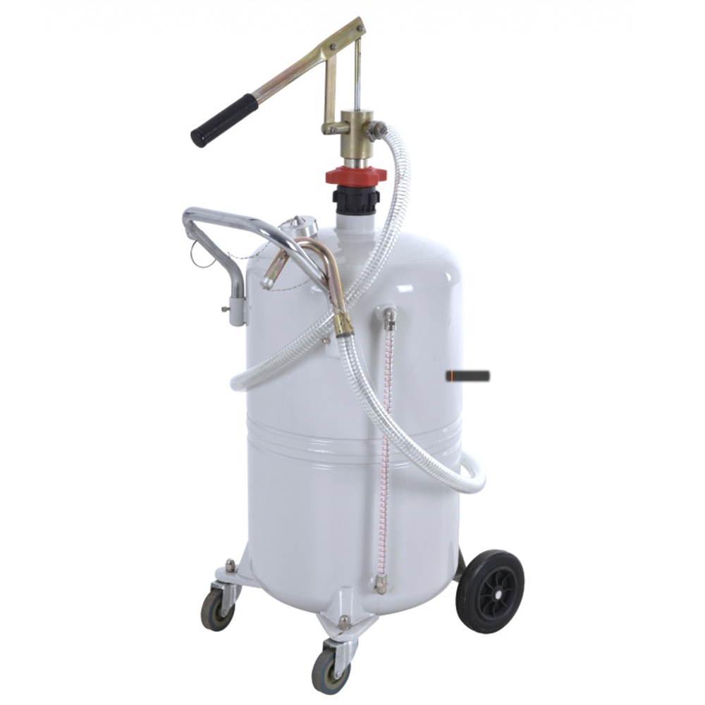 Manual oil dispensers with double-acting pump