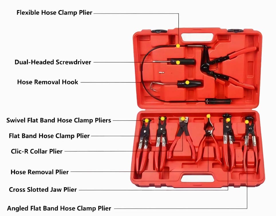 9PC Auto Hose Clamp Ring Plier Set