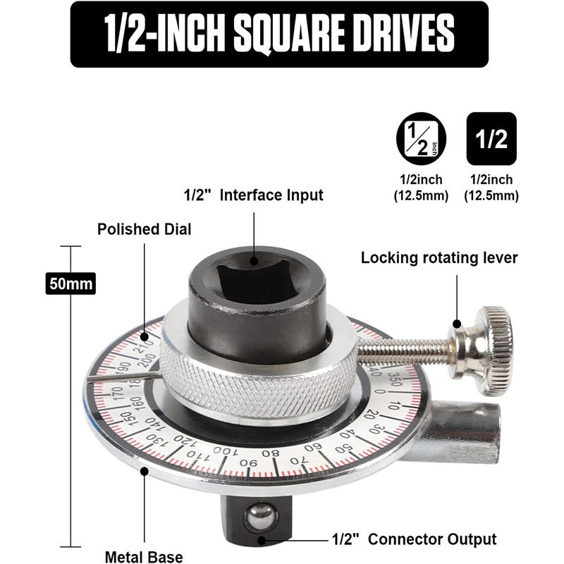 1/2" Sq Drive Angular Torque Gauge with Flexible Clip Arm