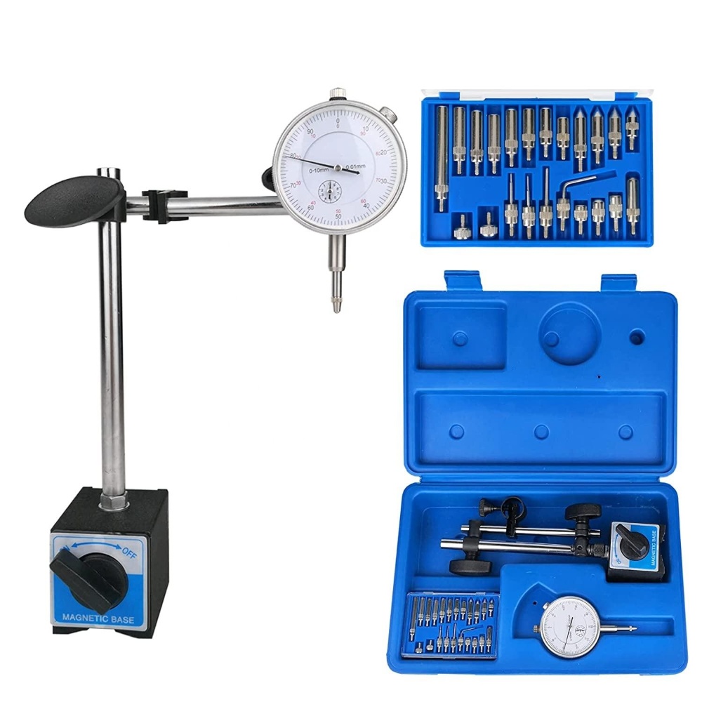1" Dial Indicator and Magnetic Base Stand Tool Mic Indicator Gauge Set