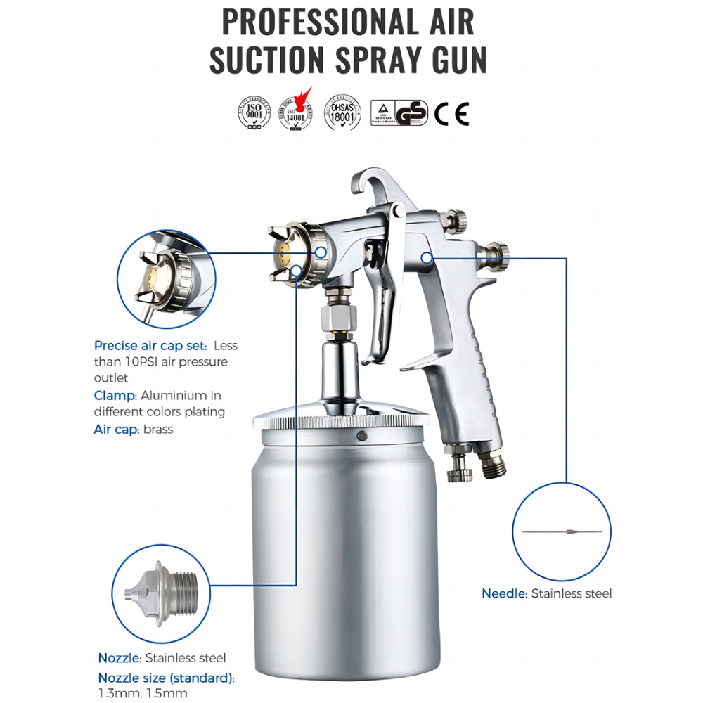1.3mm 650ML Nozzle Car Finishing Paint LVMP Air Spray Gun