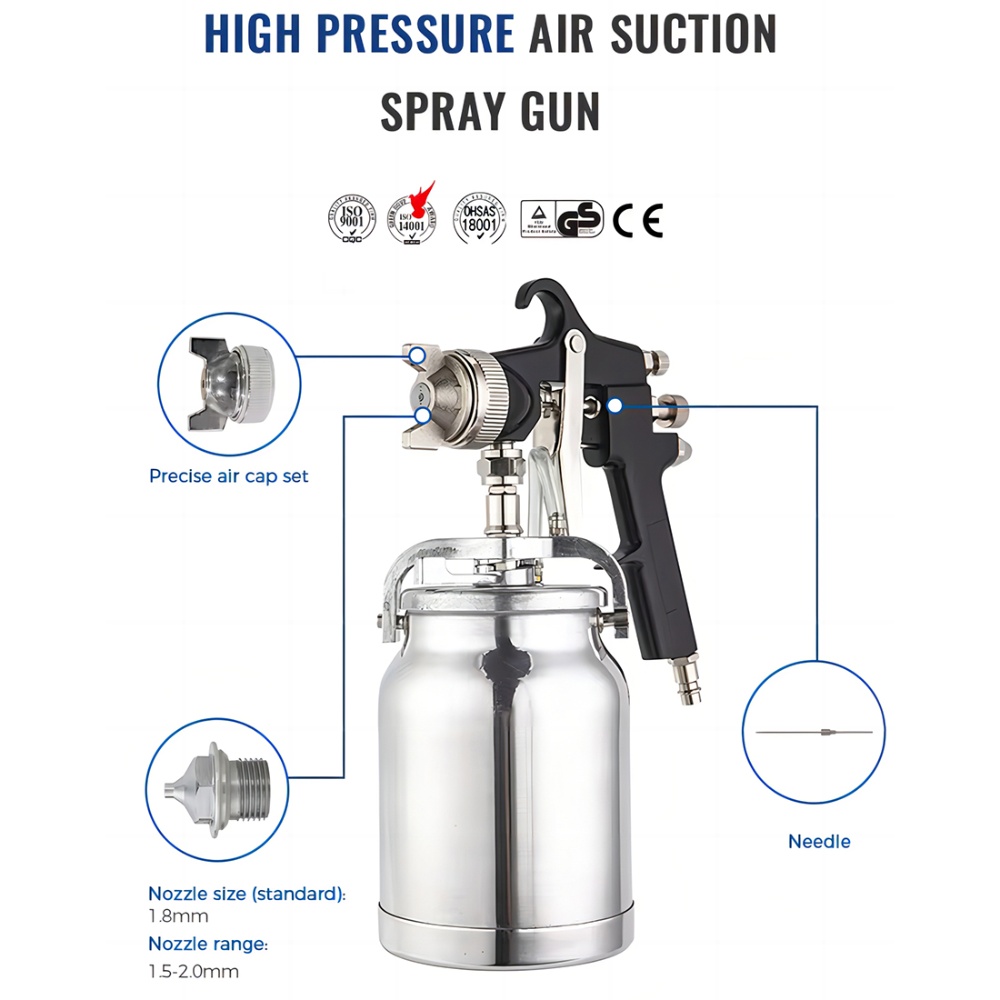 1.8mm 1000ML High Quality High Pressure Pneumatic Air Painting Spray Gun