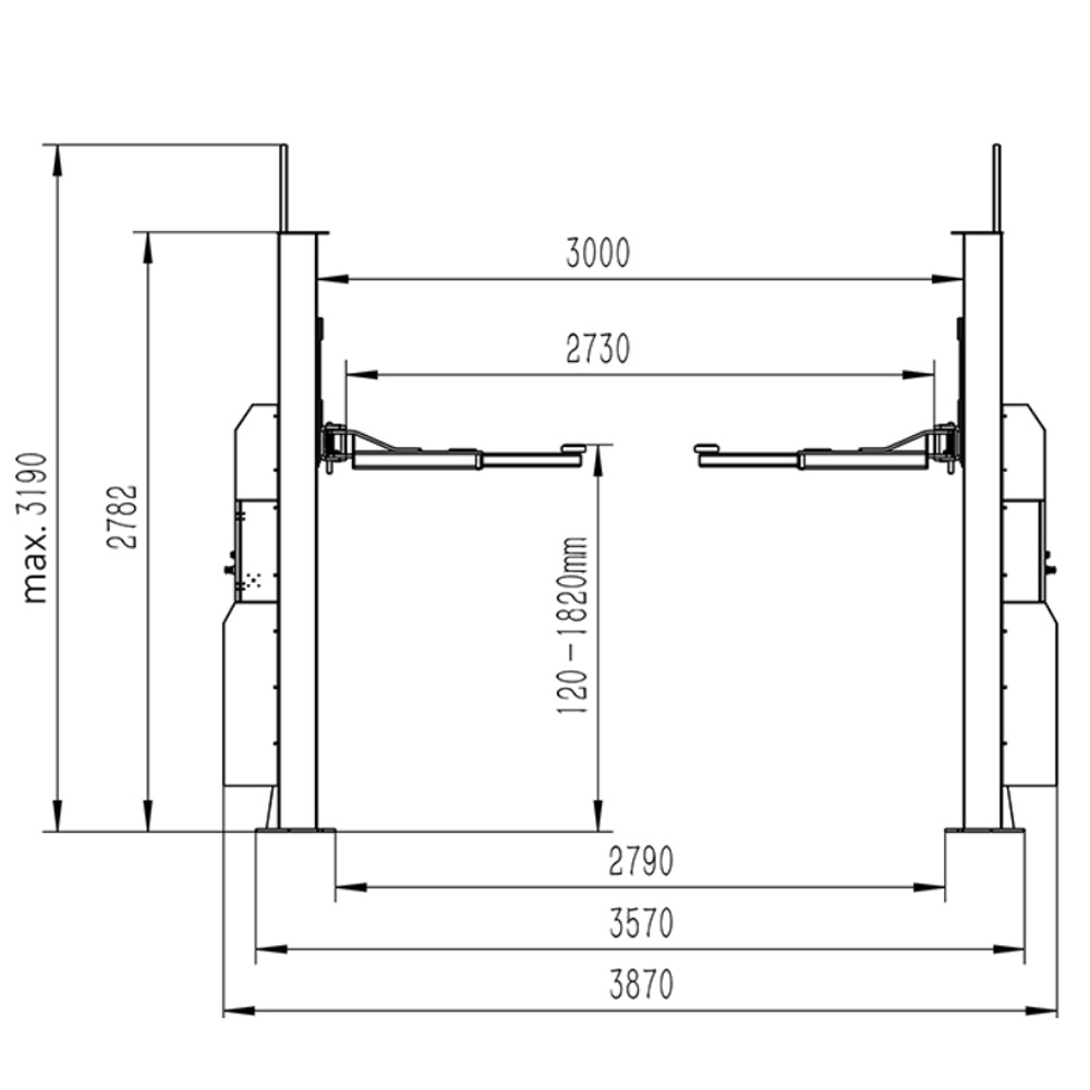 5 Ton Baseless Type Two Post Lift