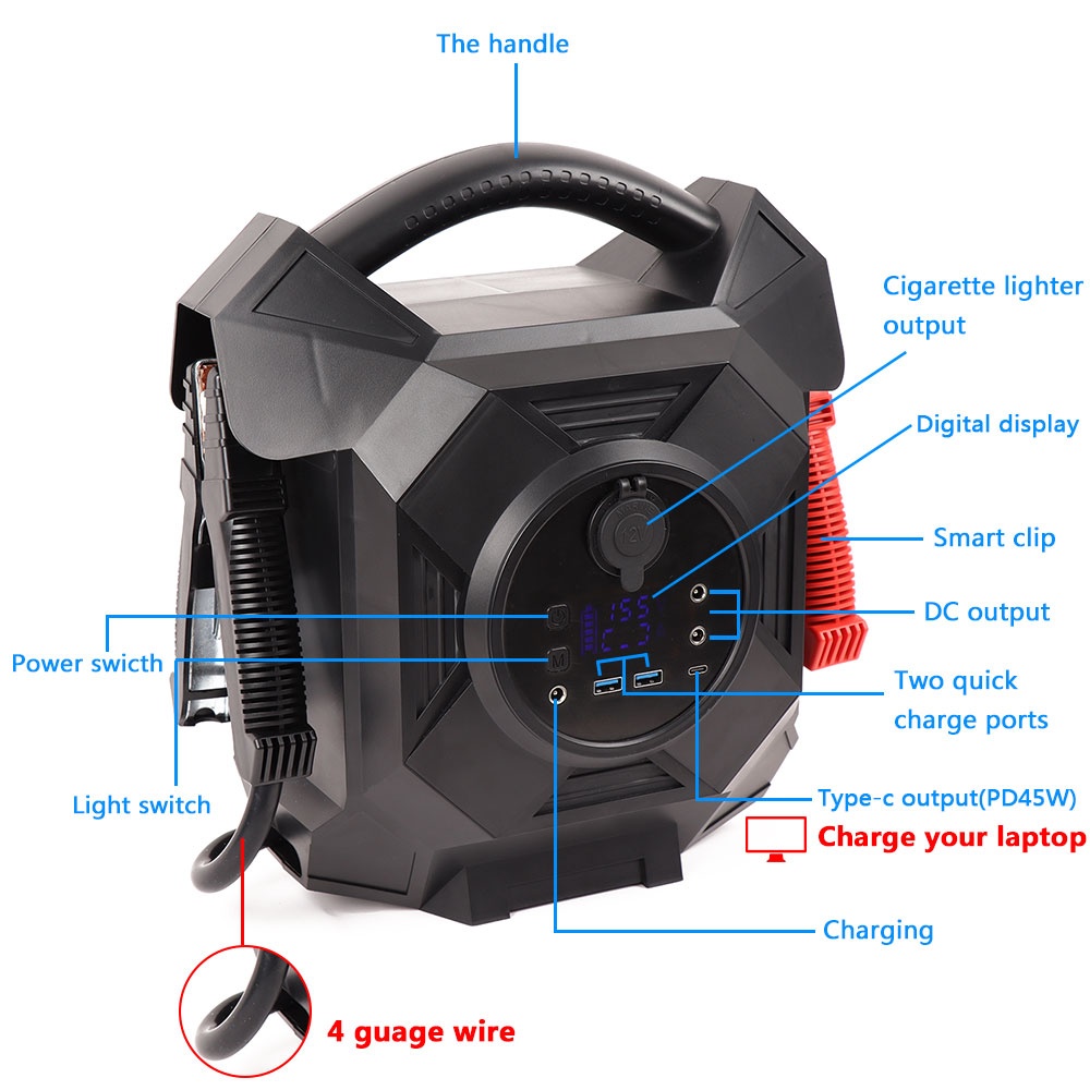 12V/24V Jump Starter (80000mAh) with Battery Charger for Heavy Duty Vehicle