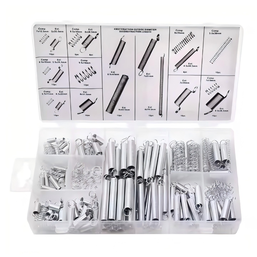 200PC Spring Assortment Set Zinc Plated Extension and Compression Industry Spring Assortment