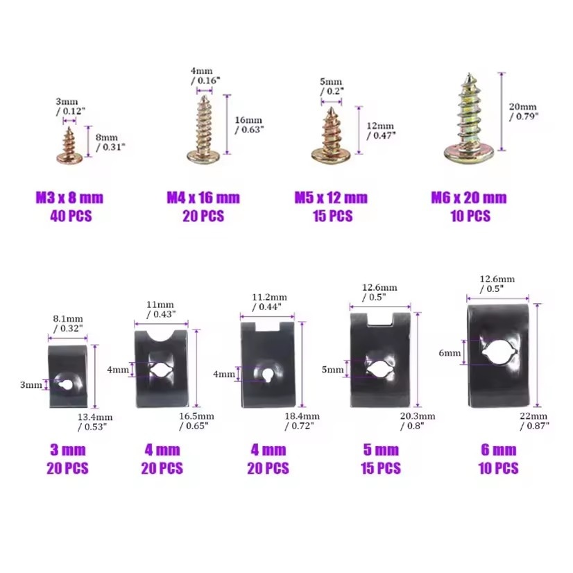 170PC U-Clips & Screw Assortment Kit