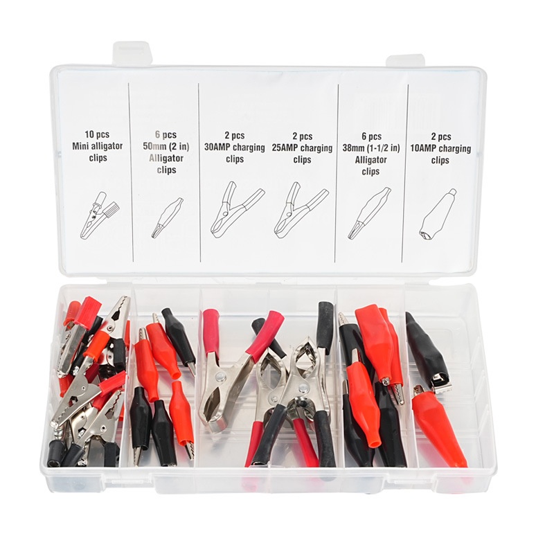 28PC Electrical Alligator Assortment Clips Insulated Crocodile Plastic Badge Reel Alligator Hair Clips Battery Cable