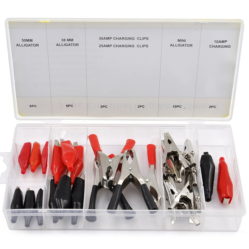 28PC Electrical Alligator Assortment Clips Insulated Crocodile Plastic Badge Reel Alligator Hair Clips Battery Cable