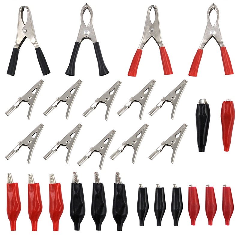 28PC Electrical Alligator Assortment Clips Insulated Crocodile Plastic Badge Reel Alligator Hair Clips Battery Cable