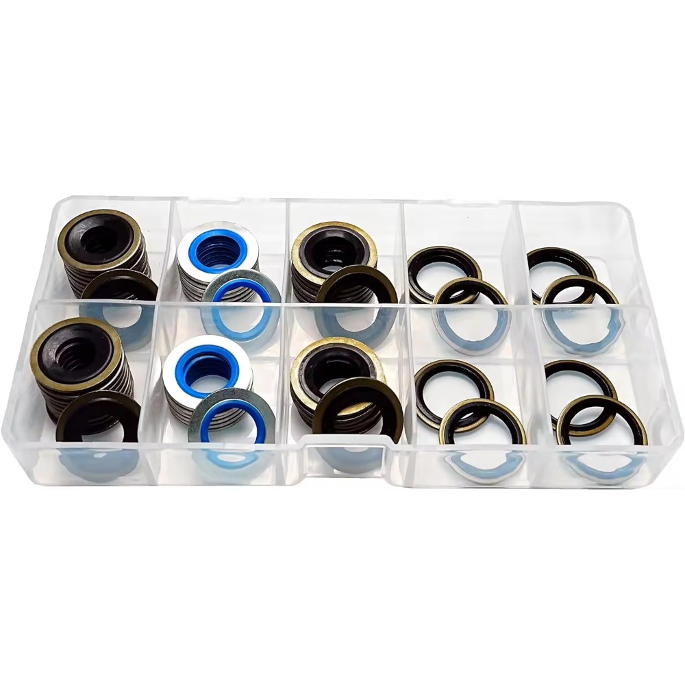 60PC Metal/Rubber Oil Drain Plug Gasket Assortment Kits