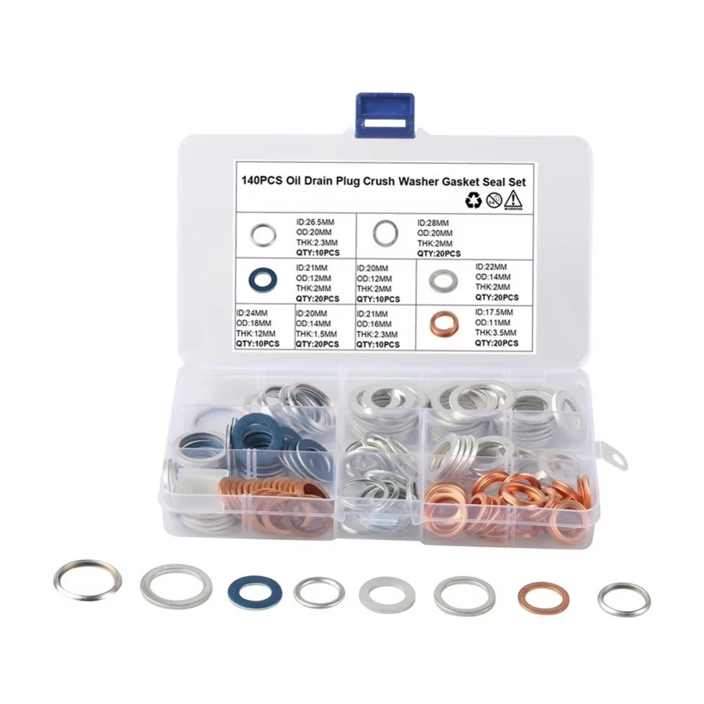 140PC Oil Drain Plug Crush Washer Gasket Seal Set