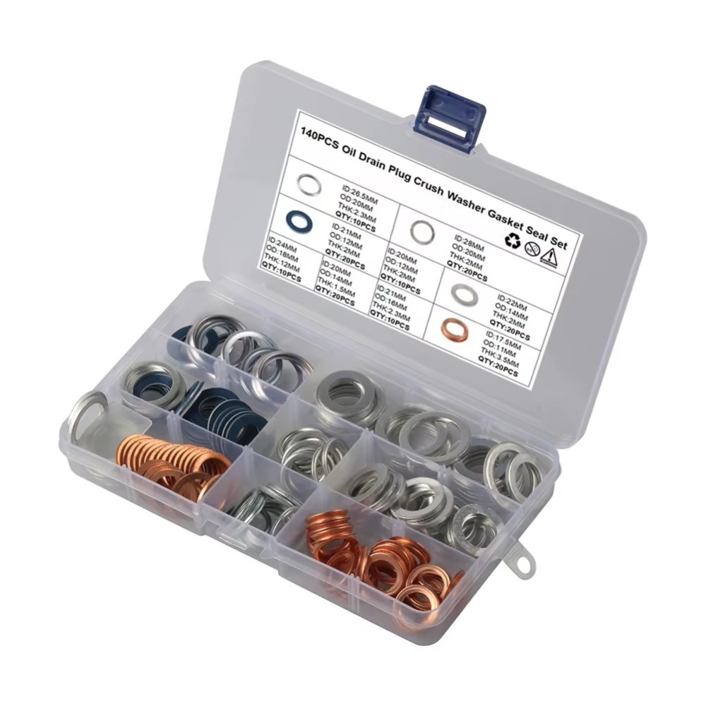 140PC Oil Drain Plug Crush Washer Gasket Seal Set