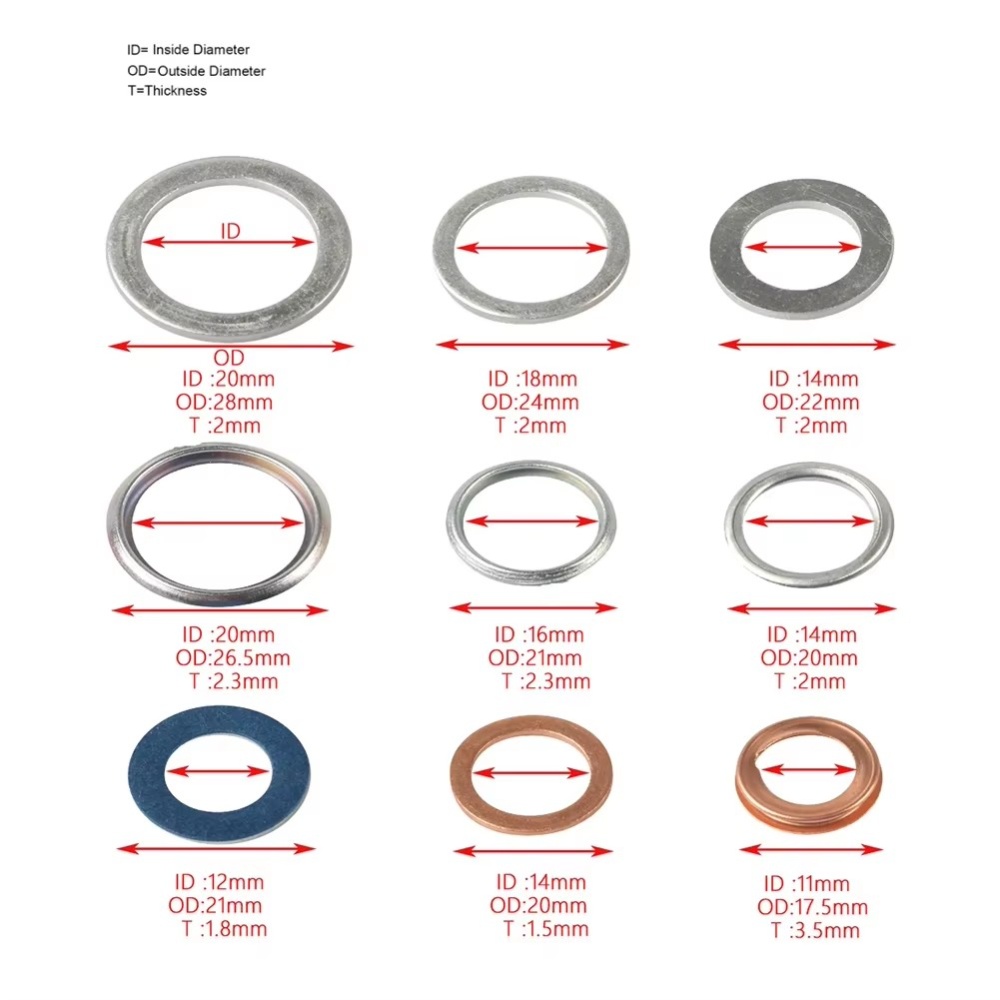 140PC Oil Drain Plug Crush Washer Gasket Seal Set