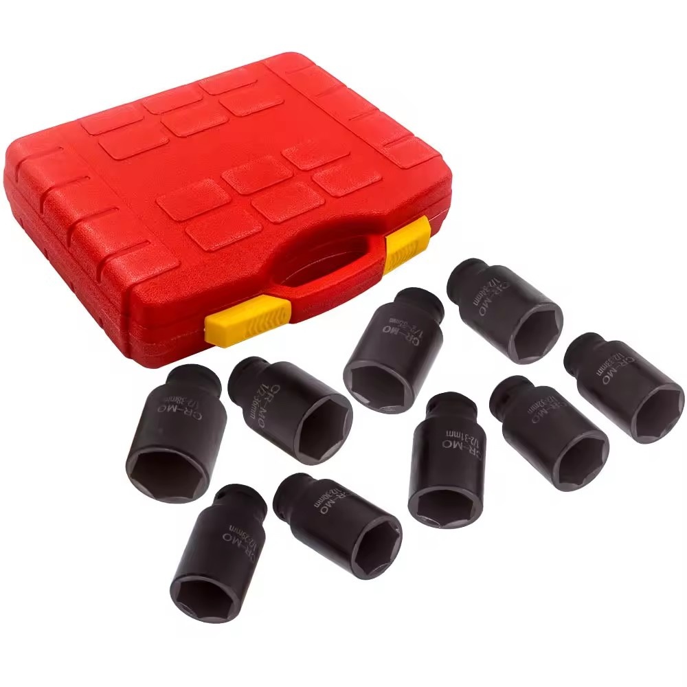 9PCS 1/2” Deluxe Axle Nut Socket Set Kit For removal or installation of Axle Nut Impact Socket Set