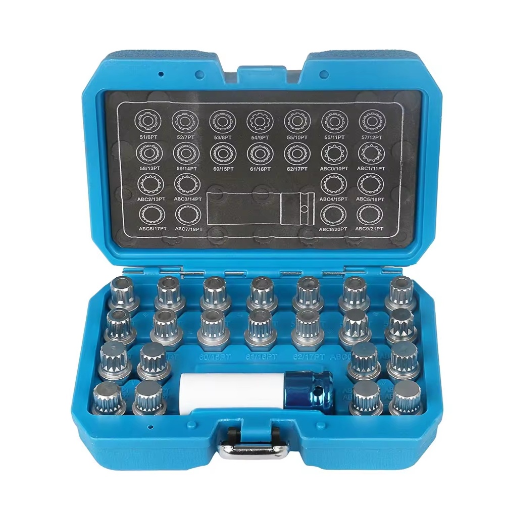 23PCS Wheel Lock Lug Nut Remover Kit Automotive Wheel Anti-Theft Screw Removal Key Socket Set with Adapter Compatible with VW