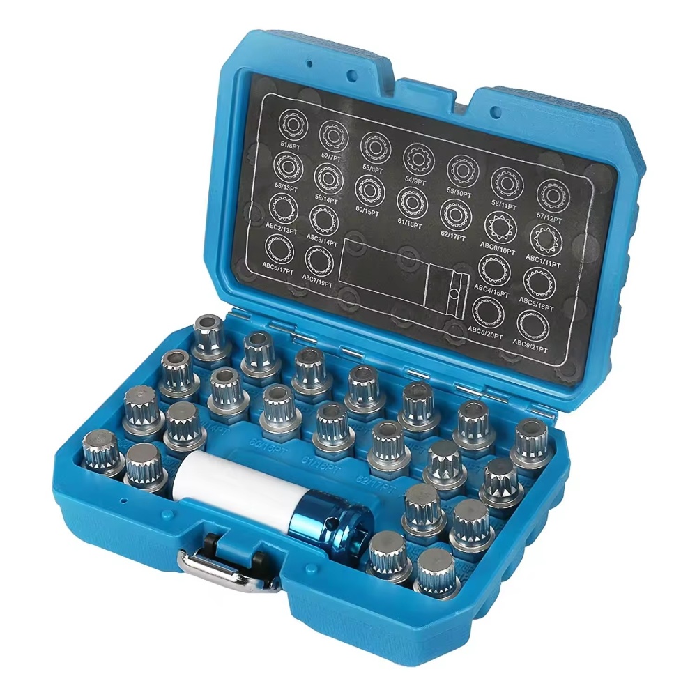 23PCS Wheel Lock Lug Nut Remover Kit Automotive Wheel Anti-Theft Screw Removal Key Socket Set with Adapter Compatible with VW