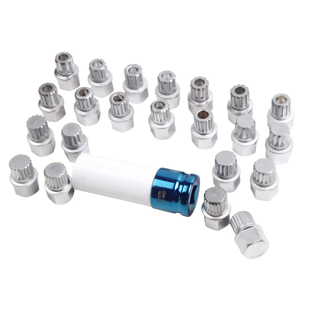 23PCS Wheel Lock Lug Nut Remover Kit Automotive Wheel Anti-Theft Screw Removal Key Socket Set with Adapter Compatible with VW