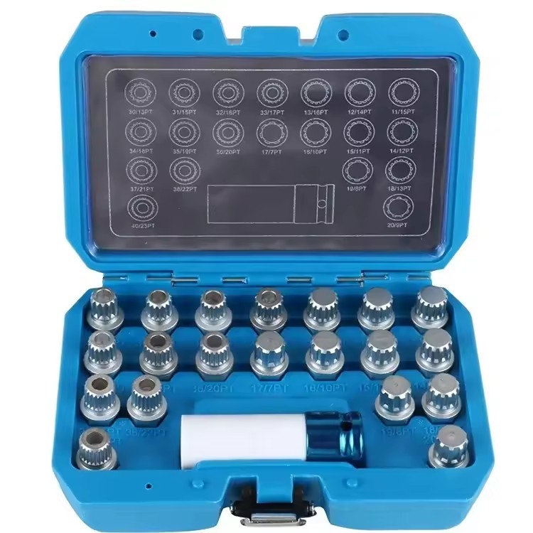 21PCS Wheel Anti-Theft Lock Lug Nuts Screw Remover Socket Tool Set