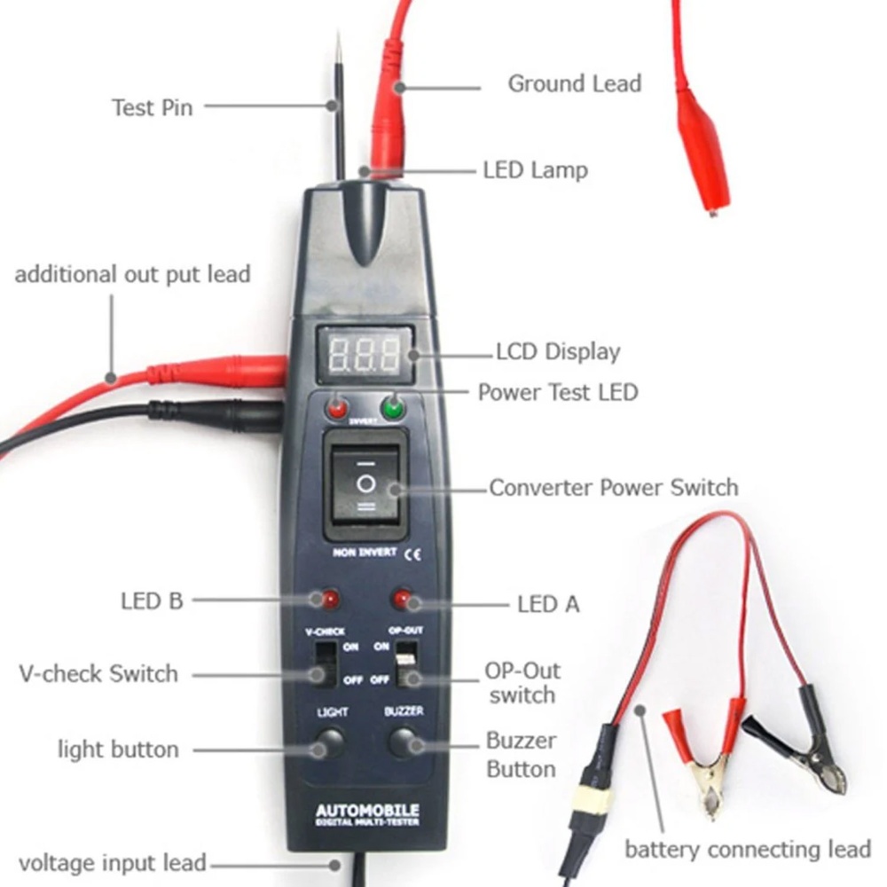 Automotive Multitester Car Battery Voltage Tester Relays Checker