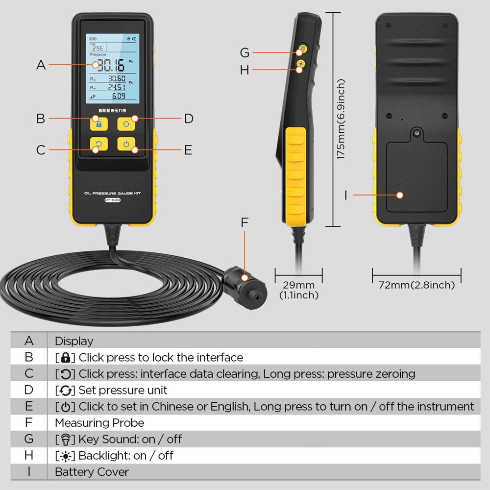 Automotive Digital Engine Oil Pressure Gauge
