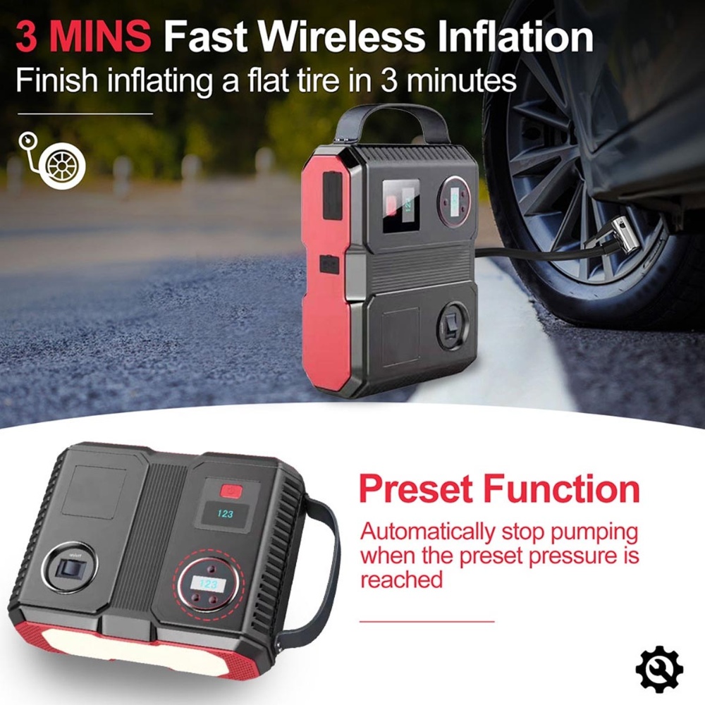 12V 2000A Jump Starter with Air Compressor (24000mAh)