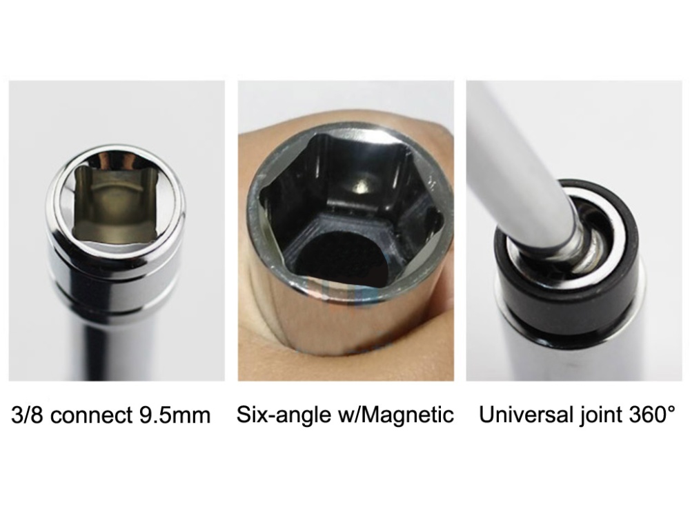 Long handle Universal Spark Plug Socket Wrench W/Magnetic Swivel