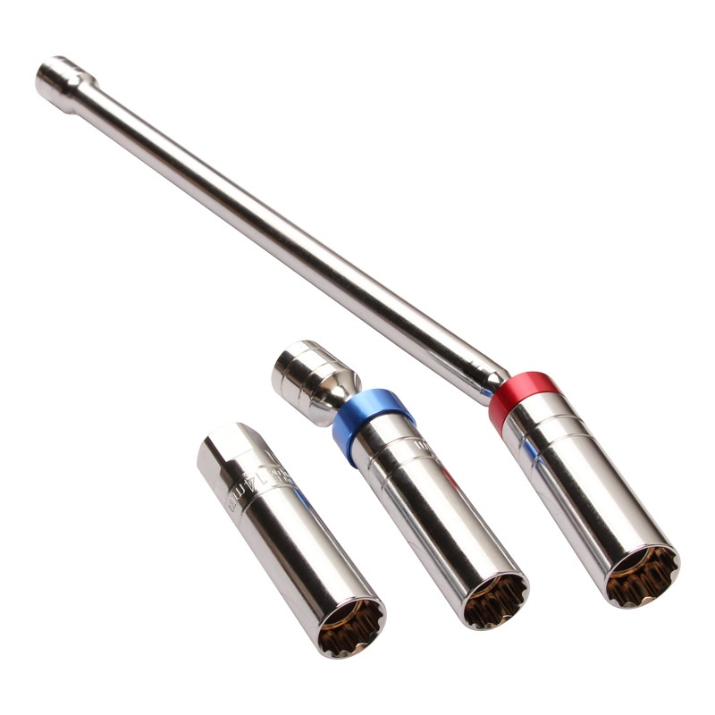Long handle Universal Spark Plug Socket Wrench W/Magnetic Swivel 12-Angle
