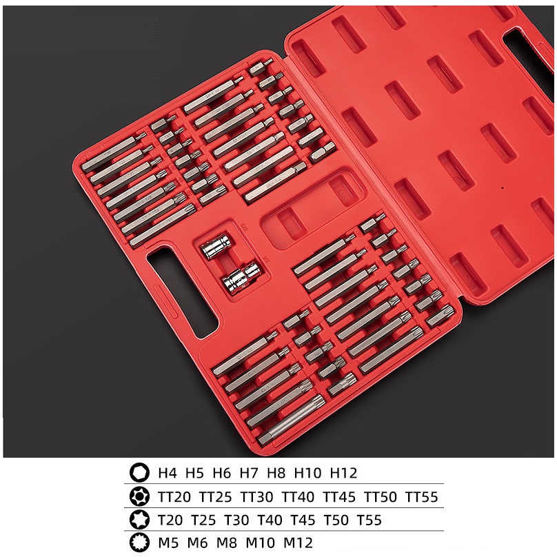 54pcs Torx Bit Set 3/8"&1/2"Dr