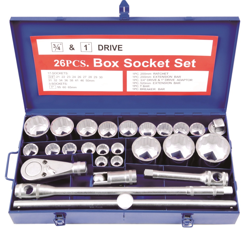 26PCS 3/4" &1"DR Box Socket Wrench Set