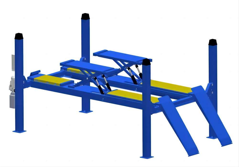 5T Four post lift with little scissor lift