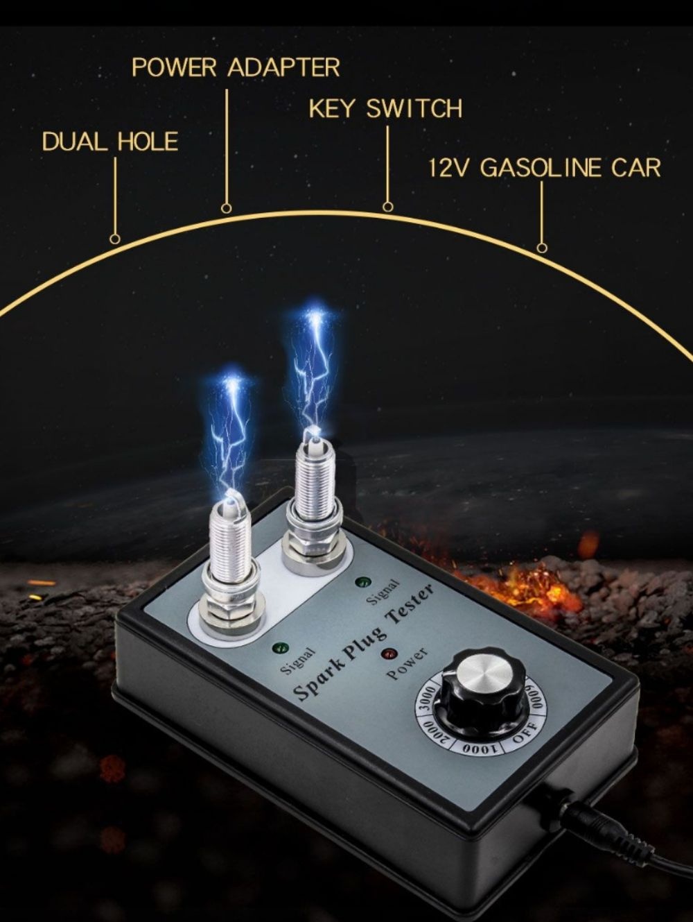 Adjustable Double Hole Car Spark Plug Tester Detector Ignition Plug Analyzer Diagnostic Tool