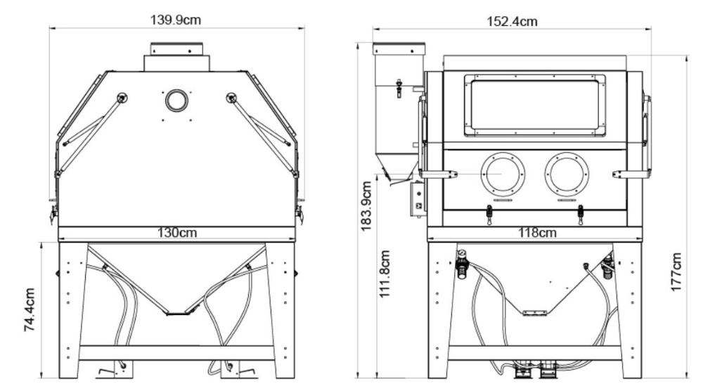 1200L Cabinet Sandblaster with Dual Working Position