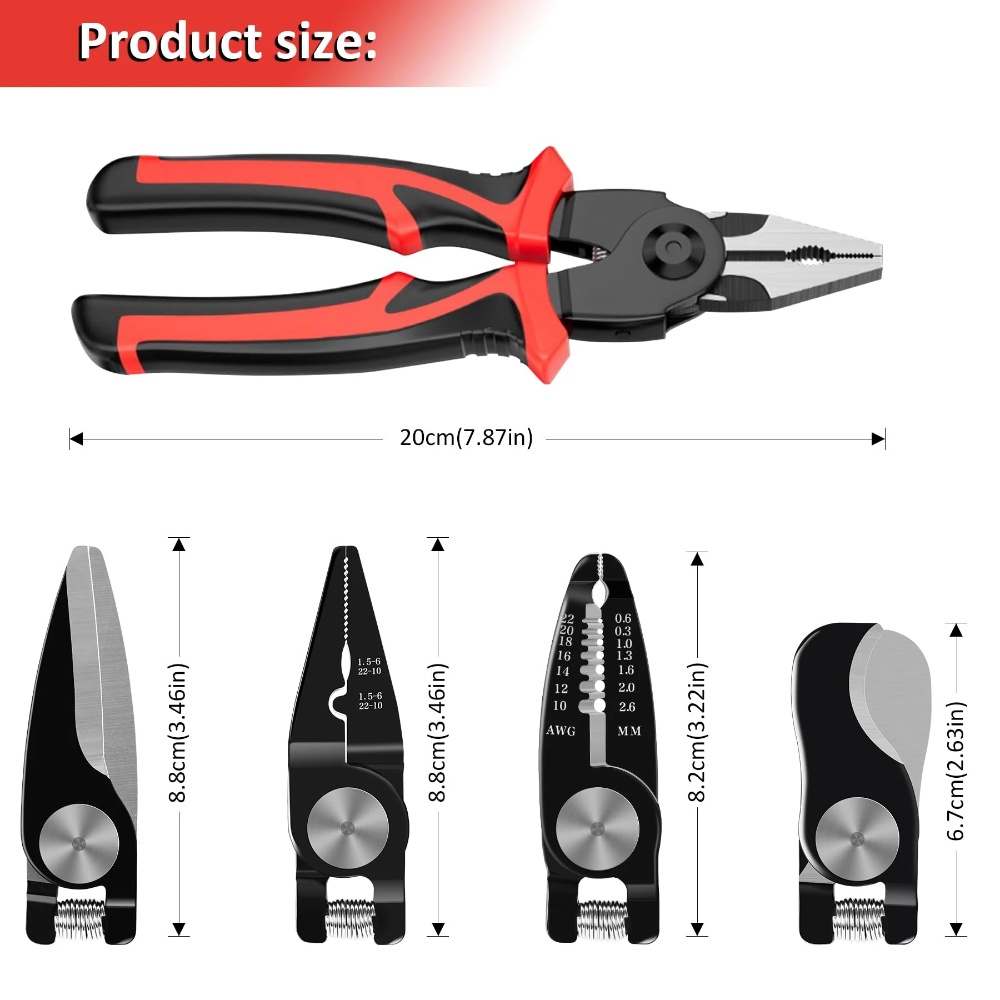 5 in 1 Interchangeable Head Cutting Crimping Pliers Tool Set