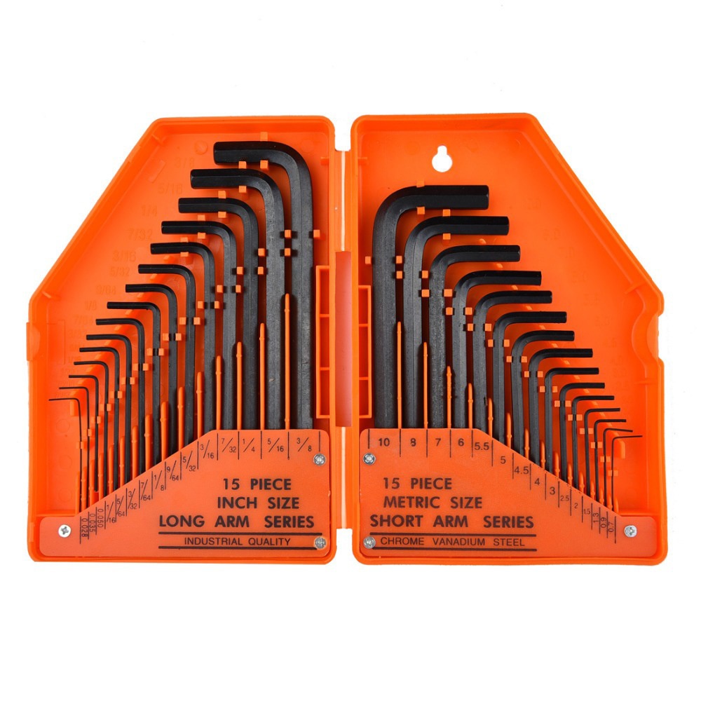 30pcs Inch/Metric Hex Key Wrench Set